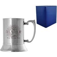 Uniqueful Personalised Best Teacher Ever Design Engraved Metal Tankard in Silver | Size: 20oz (550ml)