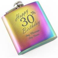 Uniqueful Personalised Happy 30th Birthday Rainbow Steel 6oz Hip Flask | Size: 1000ml