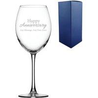 Uniqueful Personalised Happy Anniversary Any Message 19oz Enoteca Wine Glass in Clear | Size: 20oz (550ml)