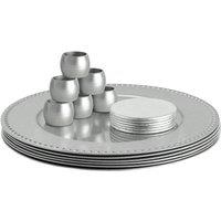Argon Tableware 18pc Round Charger Plates Set - 33cm - Bead Design in Silver