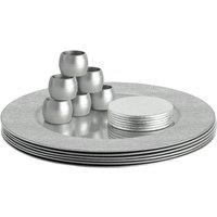 Argon Tableware 18pc Round Charger Plates Set - 33cm - Rib Design in Silver