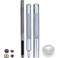 Neel Blue 4-Part S Spring Press Studs Fixing Tool with Hollow Hole Punch - 12mm in Silver