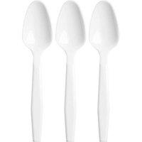 ECONX 50 X Reusable White Plastic Spoons Heavy Duty Disposable Cutlery Spoon