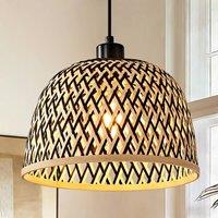 Harper Living Easy Fit Pendant Light Shade, Handwoven Bamboo Shade in Brown