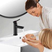 SPETLEK Black Basin Mixer Tap Single Lever Bathroom Sink with Waste