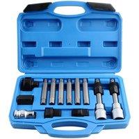 Nordara 13pc Alternator Freewheel Pulley Removal Set Car Garage Tool Kit UK in Silver