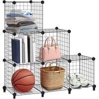 SPETLEK 6 Cube Metal Wire Rack DIY Interlocking Storage Cabinet in Black | Size: Large
