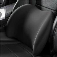 Nordara Car Seat Memory Foam Lumbar Back Support Cushion with Neck Pillow in Black