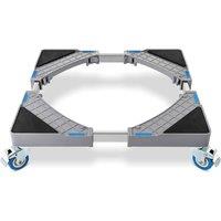 Nordara Adjustable Fridge Washing Machine Trolley Stand in Metallic Silver