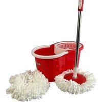 Nordara Spin Mop & Bucket Set With 2 Microfiber Heads Easy Press in Red