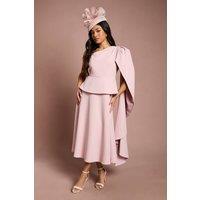 Coast Women's Petite Lisa Tan Shoulder Crepe Midi Dress in Pale Pink | Size: 12