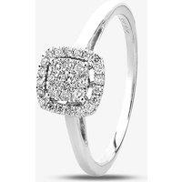T.H.Baker Women's 9ct White Gold 0.25ct Diamond Cushion Cluster Ring in Silver | Size: K