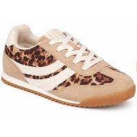 Elle Sport Women's Leopard Print Retro Lace Up Trainers in Warm White | Size: 6
