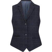 TruClothing Women's TPSTZ - Formal Tweed Woll Blend Waistcoat Office Work in Navy | Size: 12