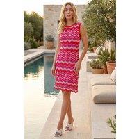 Roman Women's Zig Zag Print Knitted Shift Dress in Pink | Size: 18