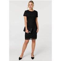 Izabel London Women's Floral Lace Layer Knee Length Dress in Black | Size: 10