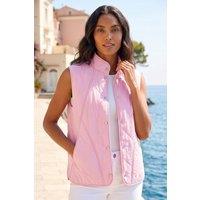 Roman Women's Diamond Quilted Funnel Neck Gilet in Pink | Size: 12