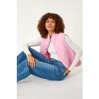 Roman Women's Diamond Quilted Funnel Neck Gilet in Pink | Size: 18