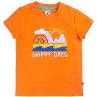 Frugi Boy's Carsen Applique T-shirt in Orange | Size: 9-10 Years
