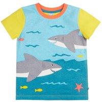 Frugi Boy's Iori Printed T-shirt in Blue | Size: 2-3 Years