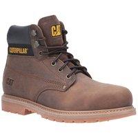 Caterpillar Men's 'Powerplant' Leather Safety Boots in Brown | Size: 6