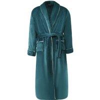 MODISHION Men's Lapel Collar Flannel Dressing Gown in Teal | Size: Medium