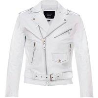 Infinity Leather Men's Leather Brando Biker Rock Motorcycle Hide Jacket in White | Size: Medium