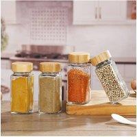 Living and Home 12/24Pcs Glass Spice Jars with Bamboo Lids in Beige | Size: 24 Pack