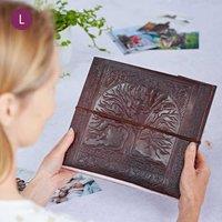 Paper High Leather Tree of Life Embossed Photo Album in Brown | Size: Small