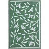 Homescapes Luxury Outdoor Rug Waterproof Reversible for Garden, Green Floral Bee | Size: 120 cm x 180 cm