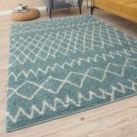THE RUGS Soft Tangier Shaggy Rugs & Runners Duck Egg Blue Living Room | Size: 80 cm x 150 cm