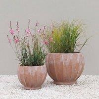 Primrose Carra Round Terracotta Planter in Orange | Size: Small