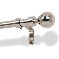 Harbour Housewares Extendable Metal Ball Curtain Pole Kit - 77 to 150cm in Silver