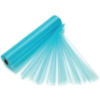 Neel Blue Organza Roll Snow Sheer Glitter Fabric, Chair Bow Sash - 25m x 29cm in Bright Blue | Size: 25m x 29 cm