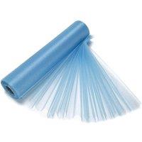 Neel Blue Organza Roll Snow Sheer Glitter Fabric, Chair Bow Sash - 25m x 29cm in Baby Blue | Size: 25m x 29 cm