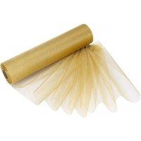 Neel Blue Organza Roll Snow Sheer Glitter Fabric, Chair Bow Sash - 25m x 29cm in Gold | Size: 25m x 29 cm