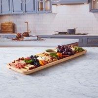 Farberware Build-a-Board Long Bamboo Serving Board & Locking Lid, 17.5 x 56cm, Christmas & Party Serveware in Brown | Size: 17.5 x 56 cm