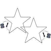 ValueLights Pack of 2 IP44 Black Outdoor Battery Operated Warm White Star Lights