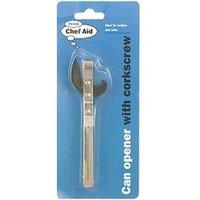 Chef Aid Can Opener With Corkscrew in Silver