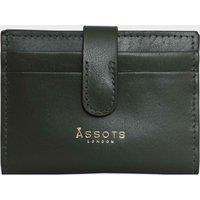 Assots London 'GROVE' RFID Tab-over Leather Credit Card Holder in Khaki