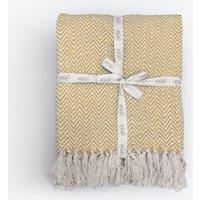 Allure Bath Fashions Chevron Herringbone Sofa Throw Blanket - 100% Cotton in Mustard | Size: 150 cm x 200 cm