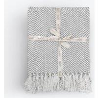 Allure Bath Fashions Chevron Herringbone Sofa Throw Blanket - 100% Cotton in Light Grey | Size: 150 cm x 200 cm