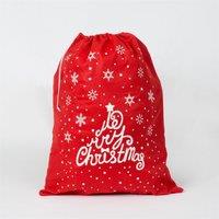 Shatchi Large Felt Santa Sack Snowman/Snowflake Stocking Xmas Gifts Presents Printed Bag Merry Christmas, 1Pcs in Red