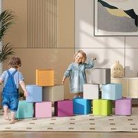 HOMCOM 12 Piece Soft Play Foam Blocks Toy Building Stacking Compliant Learning Toys for Toddler Baby Kids Preschool in Blue