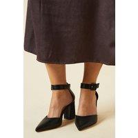 Dorothy Perkins Women's Wide Fit Echo Buckle Detail Ankle Strap Pointed Court Shoes in Black | Size: 6