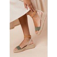 Dorothy Perkins Women's Riva Faux Suede Strap Medium Espadrille Wedge Sandals in Khaki | Size: 4