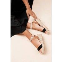 Dorothy Perkins Women's Riva Faux Suede Strap Medium Espadrille Wedge Sandals in Natural Black | Size: 4