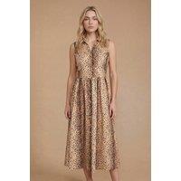 Dorothy Perkins Women's Animal Button Through Collared Printed Midi Dress | Size: 16