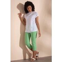 Klass. Women's Embellished Pull On Cropped Trousers in Bright Green | Size: 22