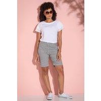 Klass. Women's Striped Cotton Blend Shorts in Black | Size: 22